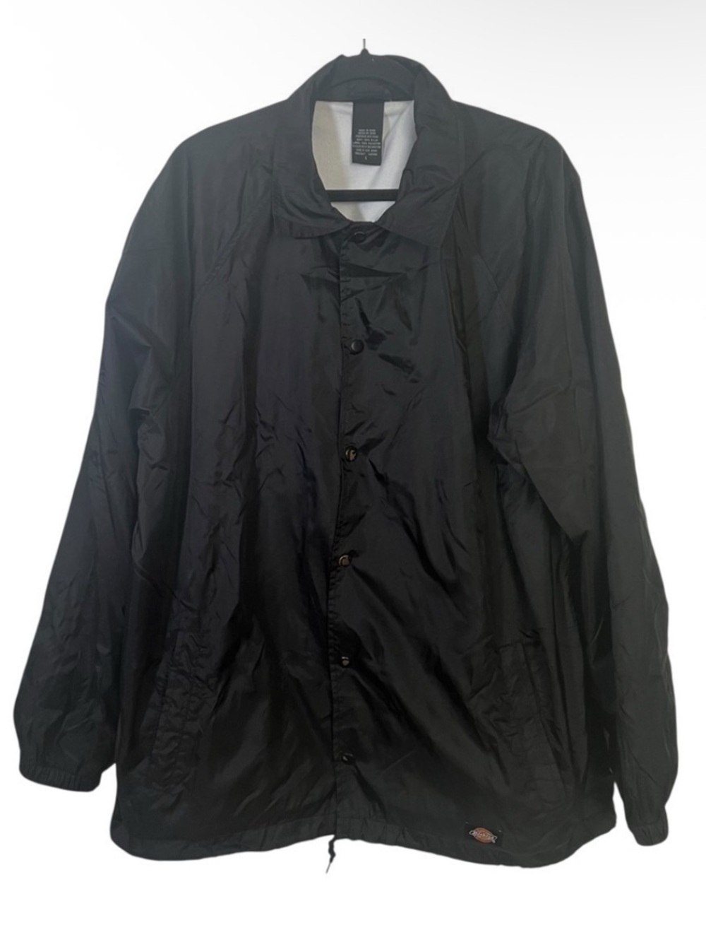 Dickies Black Nylon Snap Front Jacket Large